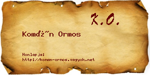 Komán Ormos névjegykártya